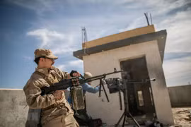 Binh sỹ Chính phủ Đoàn kết dân tộc Libya (GNA) ở Tripoli ngày 13/3/2020. (Ảnh: THX/TTXVN)