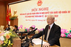 Tổng Bí thư Nguyễn Phú Trọng phát biểu chỉ đạo hội nghị. (Ảnh: Trí Dũng/TTXVN)