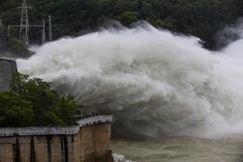 Thủy điện Hòa Bình mở cửa xả đáy. (Ảnh: Trọng Đạt/TTXVN)