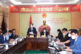 Đại biểu Quốc hội tỉnh Hà Tĩnh thảo luận tại tổ. (Ảnh: Hoàng Ngà/TTXVN)