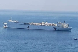 Tàu bệnh viện USNS Mercy (T-AH19) thuộc Bộ Tư lệnh Hải vận Quân sự Hoa Kỳ cập cảng Vũng Rô, Phú Yên. (Ảnh: TTXVN phát)