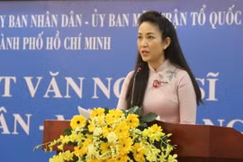 Phó Giám đốc Sở Văn hóa và Thể thao Thành phố Hồ Chí Minh Nguyễn Thị Thanh Thúy phát biểu tại buổi họp mặt. (Ảnh: Thu Hương/TTXVN)
