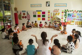 Một giờ học của trẻ mầm non. (Nguồn: TTXVN)
