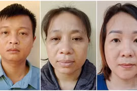 Trần Văn Dũng, Nguyễn Thị Mai và Nguyễn Thị Huế tại cơ quan công an. (Ảnh: Công an cung cấp)
