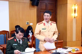 Đại tá Đỗ Thanh Bình, Phó Cục trưởng Cục Cảnh sát giao thông, Bộ Công an phát biểu. (Ảnh: Phạm Kiên/TTXVN)
