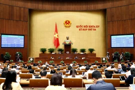 Quốc hội biểu quyết thông qua Nghị quyết về việc thành lập Đoàn giám sát chuyên đề của Quốc hội năm 2023 sáng 14/6/2022. (Ảnh: Doãn Tấn/TTXVN)