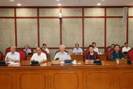 Tổng Bí thư, Chủ tịch nước Nguyễn Phú Trọng phát biểu chỉ đạo cuộc họp. (Ảnh: Trí Dũng/TTXVN)