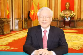 Tổng Bí thư, Chủ tịch nước Nguyễn Phú Trọng gửi thông điệp tới Phiên thảo luận chung cấp cao Khóa 75 Đại hội đồng Liên hợp quốc. (Ảnh: Trí Dũng/TTXVN)