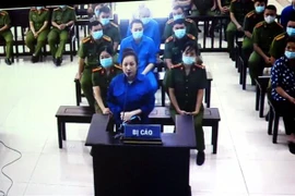 Bị cáo Nguyễn Thị Dương tại phiên xét xử (ảnh chụp qua màn hình). (Ảnh: Thế Duyệt/TTXVN)