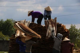 Sản xuất ván ép tại Cụm công nghiệp Nam Hồng, thị xã Hồng Lĩnh, Hà Tĩnh. (Ảnh: Duy Khương/TTXVN)