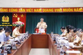 Đại tá Đỗ Thanh Bình, Phó Cục trưởng Cục Cảnh sát giao thông, Bộ Công an thông tin về sự cần thiết, những điểm mới, tiến bộ của Luật Bảo đảm trật tự an toàn giao thông đường bộ. (Ảnh: Doãn Tấn/TTXVN)