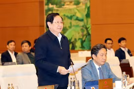 Bộ trưởng Bộ Nội vụ Lê Vĩnh Tân trình bày Tờ trình. (Ảnh: Trọng Đức/TTXVN)