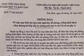 Thông báo giả mạo được lan truyền trên mạng xã hội ngày 20/2. (Ảnh: TTXVN phát)