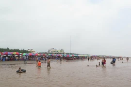 Bãi tắm an toàn được quy hoạch rộng gần 500m2 tại khu du lịch Cồn Vành. (Ảnh: Xuân Tiến/TTXVN)
