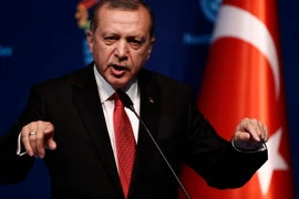 Tổng thống Thổ Nhĩ Kỳ Recep Tayyip Erdogan trong cuộc họp báo tại Istanbul ngày 24/5. (Nguồn: EPA/TTXVN)
