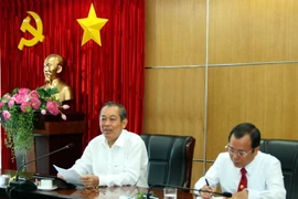 Phó Thủ tướng Chính phủ Trương Hòa Bình phát biểu tại buổi làm việc với lãnh đạo tỉnh Bình Dương. (Ảnh: Quách Lắm/TTXVN)