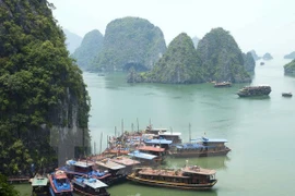 Cảnh non nước hữu tình trên Vịnh Hạ Long. (Ảnh: Minh Đức/TTXVN)