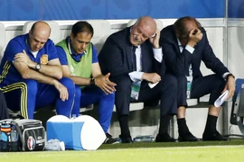 Nỗi buồn của huấn luyện viên Vicente del Bosque. (Nguồn: EPA/TTXVN)