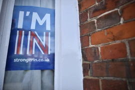 Biển kêu gọi ở lại EU tại khu vực Charing, đông nam thủ đô London, Anh ngày 16/6. (Nguồn: AFP/TTXVN)
