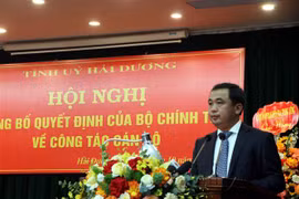 Bí thư Tỉnh ủy Hải Dương Trần Đức Thắng phát biểu tại hội nghị. (Ảnh: Mạnh Tú/TTXVN)