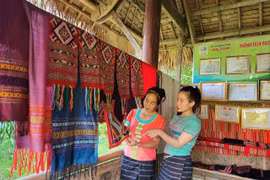 Thay đổi mẫu mã, mở rộng thị trường là những yếu tố quyết định trong xây dựng chuỗi giá trị thổ cẩm. (Ảnh: Bích Huệ/TTXVN)