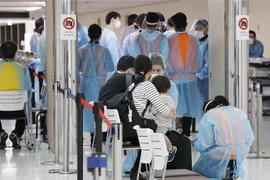 Du khách tại sân bay Narita ở tỉnh Chiba, gần thủ đô Tokyo (Nhật Bản), ngày 29/11/2021. (Ảnh: Kyodo/TTXVN)
