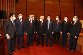 Tổng Bí thư Nguyễn Phú Trọng với các lãnh đạo Đảng, Nhà nước dự Lễ khai mạc Kỳ họp thứ 2, Quốc hội khóa XV Ảnh: Trí Dũng (Ảnh: Trí Dũng/TTXVN)