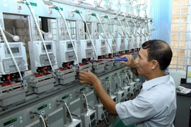 Kiểm định công tơ điện tử. (Ảnh: Vũ Sinh/TTXVN)