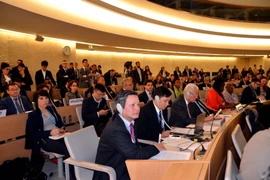 Đoàn Việt Nam tham dự hội nghị về nhân quyền của Liên hợp quốc. (Ảnh: Tố Uyên/TTXVN)