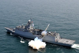 Hải quân Hàn Quốc bắn tên lửa chống hạm trong một cuộc tập trận. (Nguồn: AFP/TTXVN)