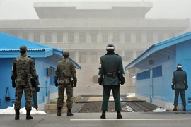 Binh sỹ Hàn Quốc gác tại khu vực làng đình chiến Panmunjom. (Nguồn: AFP/TTXVN)