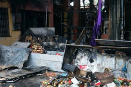 Hiện trường vụ cháy. (Ảnh: Tường Vi/TTXVN)