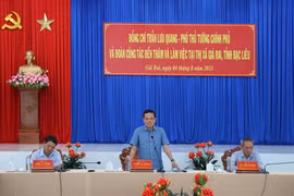 Phó Thủ tướng Chính phủ Trần Lưu Quang phát biểu tại buổi làm việc tại thị xã Giá Rai (tỉnh Bạc Liêu). (Ảnh: Chanh Đa/TTXVN)
