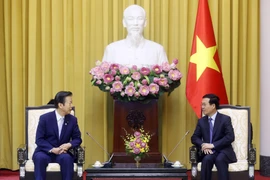 Chủ tịch nước Võ Văn Thưởng tiếp Chủ tịch Đảng Công minh Nhật Bản Yamaguchi Natsuo. (Ảnh: Thống Nhất/TTXVN)