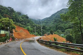 Đến 10 giờ 30 phút sáng 1/8, đèo Bảo Lộc bắt đầu thông xe trở lại, ưu tiên cho xe container, xe tải hạng nặng lưu thông trước. (Nguồn: Báo Lâm Đồng)