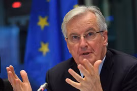 Trưởng đoàn đàm phán của EU về Brexit, ông Michel Barnier phát biểu tại một hội nghị ở Brussels, Bỉ ngày 2/4/2019. (Ảnh: AFP/TTXVN)
