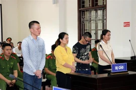 4 bị cáo Đinh Xuân Do, Lường Thị Chắc, Phạm Bá Tuần, Phạm Thị Miến (từ trái sang phải). (Ảnh: Thanh Hải/TTXVN)