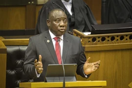 Tổng thống Nam Phi Cyril Ramaphosa phát biểu tại Cape Town. (Ảnh: AFP/TTXVN)