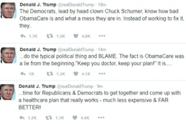 Ông Donald Trump gọi lãnh đạo phe Dân chủ Mỹ là "thằng hề"