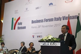 Thứ trưởng Bộ Công Thương Hoàng Quốc Vượng đang phát biểu ý kiến. (Ảnh: Đức Duy/Vietnam+)