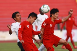 Hải Phòng tiếp tục gây ấn tượng mạnh bằng chiến thắng vùi dập 5-0 trước Đồng Tâm Long An. (Ảnh: Lâm Khánh/TTXVN)