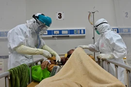 Nhân viên y tế điều trị cho bệnh nhân COVID-19 tại thành phố Bogor, Tây Java, Indonesia ngày 3/9/2020. (Ảnh: AFP/TTXVN)