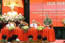Đại tướng Tô Lâm, Ủy viên Bộ Chính trị, Bộ trưởng Bộ Công an phát biểu. (Ảnh: Doãn Tấn/TTXVN)