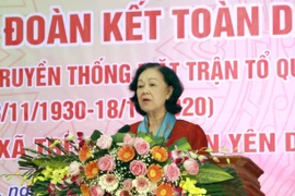 Trưởng Ban Dân vận Trung ương Trương Thị Mai phát biểu tại Ngày hội. (Ảnh: Đồng Thúy/TTXVN)