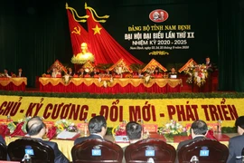 Quang cảnh Đại hội đại biểu Đảng bộ tỉnh Nam Định lần thứ XX, nhiệm kỳ 2020 - 2025. (Ảnh: Văn Đạt/TTXVN)