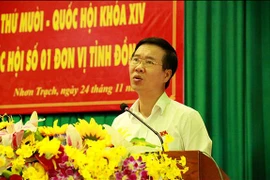 Đại biểu Võ Văn Thưởng tại buổi tiếp xúc cử tri huyện Nhơn Trạch, Đồng Nai. (Nguồn: tuoitre.vn)