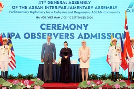 Chủ tịch Quốc hội Nguyễn Thị Kim Ngân chủ trì Lễ kết nạp Na Uy và Maroc là Quan sát viên mới của AIPA. (Ảnh: Trọng Đức/TTXVN)