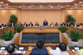 Chủ tịch UBND thành phố Hà Nội Chu Ngọc Anh phát biểu tại buổi làm việc. (Ảnh: Lâm Khánh/TTXVN)
