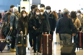 Hành khách tại sân bay Narita, gần Tokyo, Nhật Bản ngày 18/2/2020. (Ảnh: Kyodo/TTXVN)