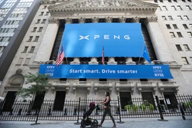 Quang cảnh bên ngoài Sàn giao dịch chứng khoán New York, Mỹ. (Ảnh: THX/TTXVN)
